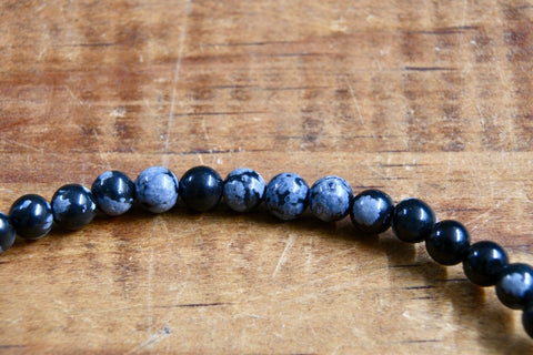 Snowflake Obsidian Bracelet (4mm)