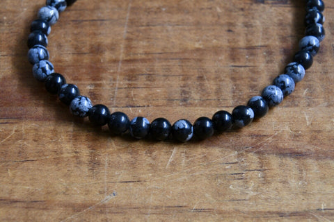 Snowflake Obsidian Bracelet (4mm)