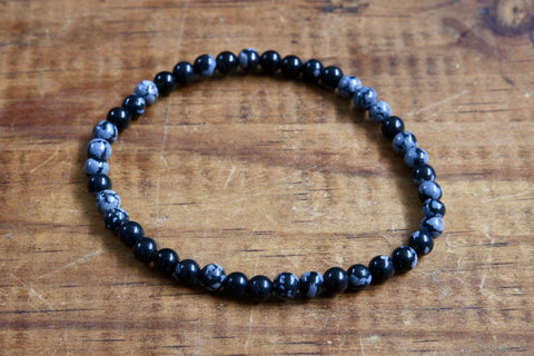 Snowflake Obsidian Bracelet (4mm)