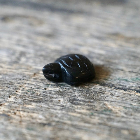 Black Obsidian Mini Turtle Pendant